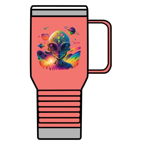 Vibrant Alien Travel Mug | 20oz Cosmic Coffee Cup, Space-Themed Gift, Unique Travel Tumbler, Quirky Science Fiction Mug, Stylish [...] - Image 3