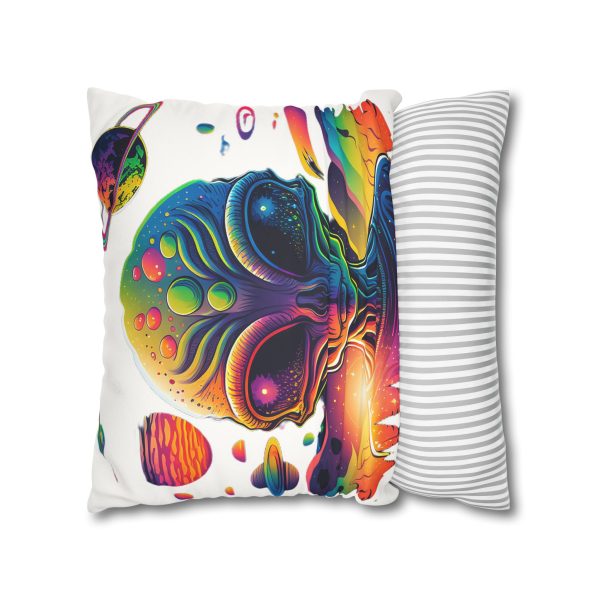 Colorful Alien Art Square Pillowcase, Vibrant Home Decor, Bohemian Vibe, Sci-Fi Lovers Gift, Unique Room Accent, Quirky Throw Pillow - Image 12