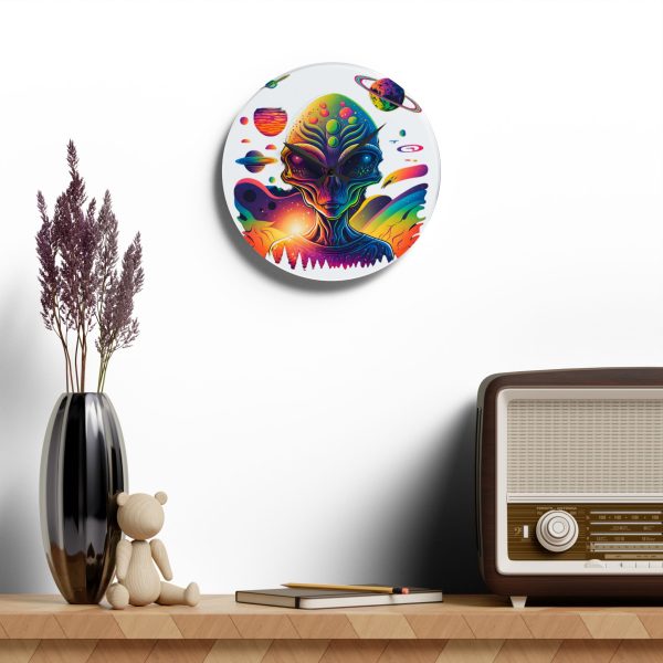 Colorful Alien Acrylic Wall Clock, Unique Home Decor, Sci-Fi Wall Clock, Gift for Alien Lovers, Space-Themed Room Decor - Image 12