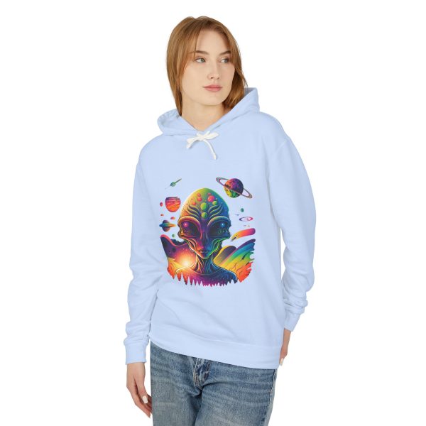 Colorful Alien Artwork Lightweight Hoodie - Unisex Sweatshirt for Space Lovers, Casual Wear, Gift for Science Fiction Fans, Unique [...] - Image 11