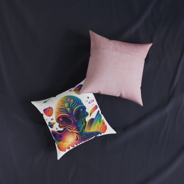 Colorful Alien Decor Pillow - Cozy Space Themed Cushion for Home, Bedroom, Sofa, Gift for Space Lovers, Galaxy Art Accent Pillow - Image 7