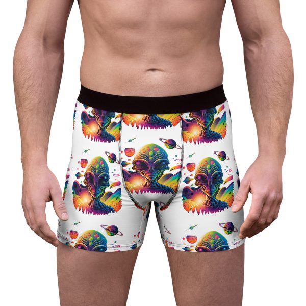 Vibrant Alien Print Men's Boxer Briefs, Comfortable Underwear, Unique Gift, Fun Lounge Wear, Cosmic Style, Quirky Fashion - Image 3