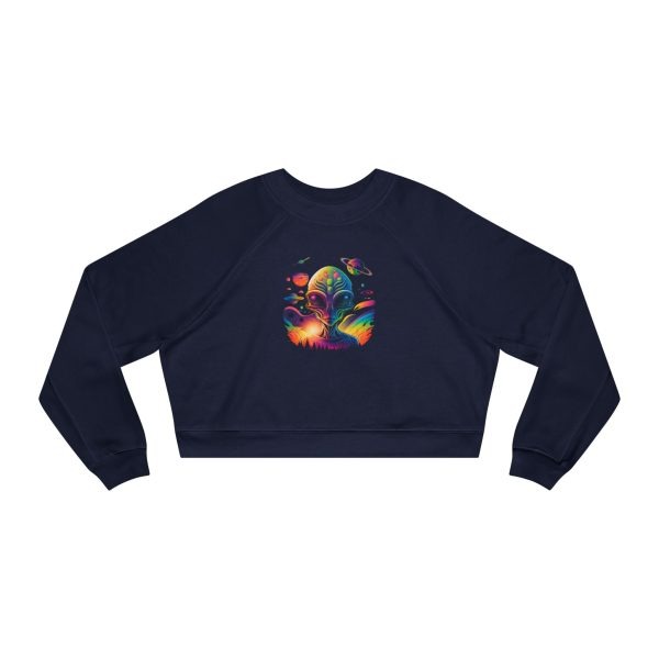 Cosmic Vibes Cropped Fleece Pullover, Women’s Casual Sweatshirt, Trendy Crop Top, Galaxy Print Apparel, Perfect for Festivals and Gifting - Image 17