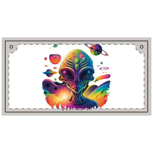 Colorful Alien Wood Panel Art, Retro Wall Decor, Sci-Fi Home Decoration, Vibrant Alien Print, Eclectic Gift Idea