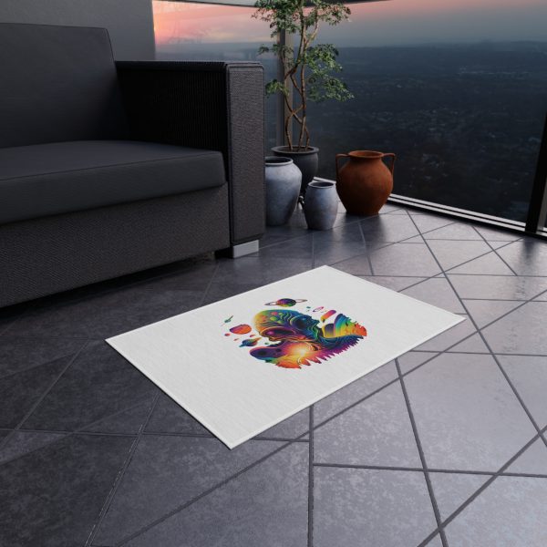 Vibrant Alien-Themed Outdoor Rug, Bohemian Decor, Patio Accent, Funky Yard Mat, Space Art for Gatherings, Outdoor Events - Image 4