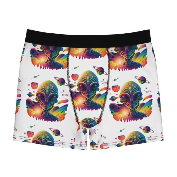 Vibrant Alien Print Men's Boxer Briefs, Comfortable Underwear, Unique Gift, Fun Lounge Wear, Cosmic Style, Quirky Fashion