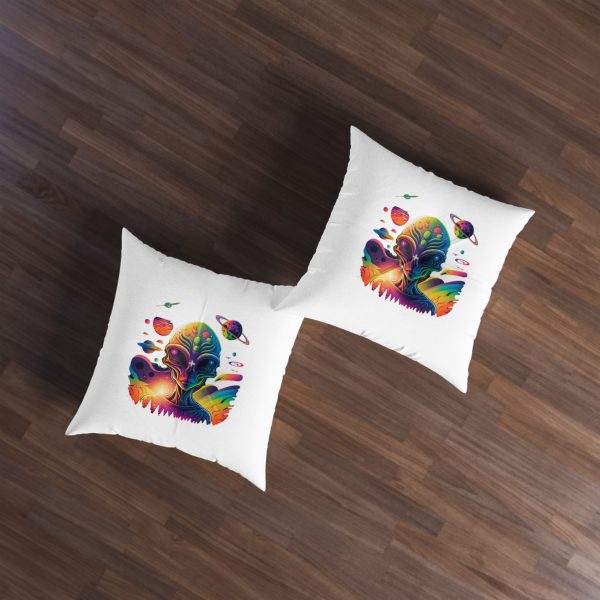 Vibrant Alien Tufted Floor Pillow, Bohemian Decor, Whimsical Home Accent, Space Lover Gift, Unique Cushions, Festival Vibe - Image 3