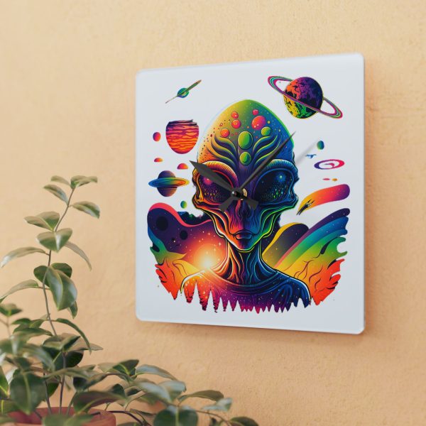 Colorful Alien Acrylic Wall Clock, Unique Home Decor, Sci-Fi Wall Clock, Gift for Alien Lovers, Space-Themed Room Decor - Image 7