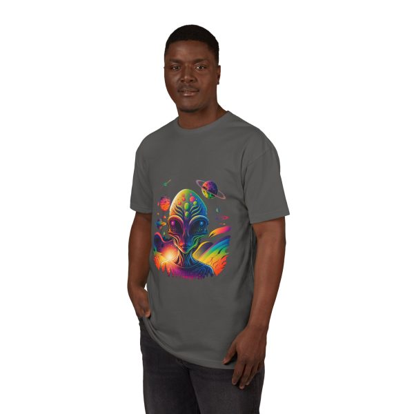 Vibrant Alien Graphic Tee, Unisex Sueded T-Shirt, Cosmic Vibe Shirt, Space Lover Gift, Art T-Shirt for Teens - Image 12
