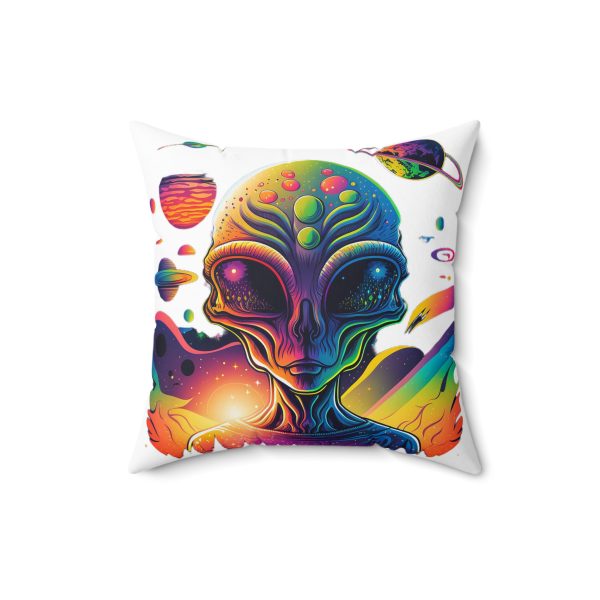 Colorful Alien Art Pillow, Retro Home Decor, Space-Themed Cushion, Unique Gift for Sci-Fi Lovers, Cosmic Pillow - Image 4