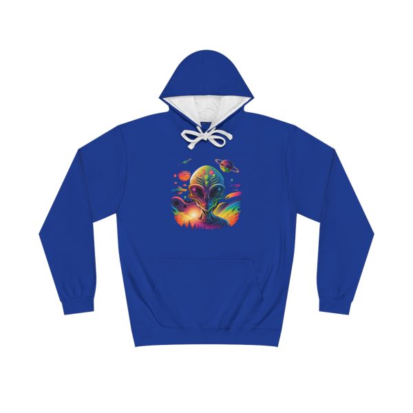 Colorful Alien Graphic Unisex Varsity Hoodie, Cozy Sweatshirt for Teens, Unique Gift for Sci-Fi Fans, Casual Streetwear, Perfect for [...] - Image 9