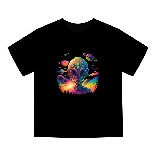 Cosmic Alien Graphic T-Shirt, Space Lover Apparel, Unisex Tee, Unique Gift for Sci-Fi Fans, Casual Wear for Everyday, Festival Outfit - Image 7
