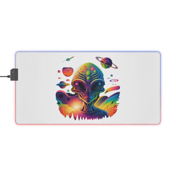 Colorful Alien LED Gaming Mouse Pad, Gamer Desk Accessory, Gaming Room Decor, Unique Gift for Gamers, Cyberpunk Aesthetic, RGB Lighting