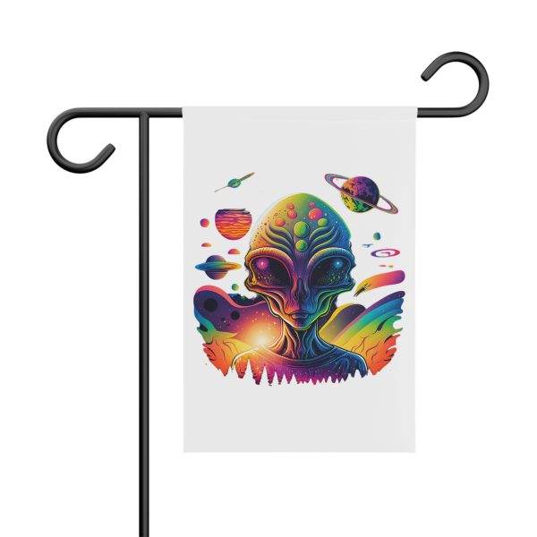 Vibrant Alien Garden Banner - Cosmic Decor, Outdoor Art, Whimsical Garden Sign, Unique Gift, Party Decoration