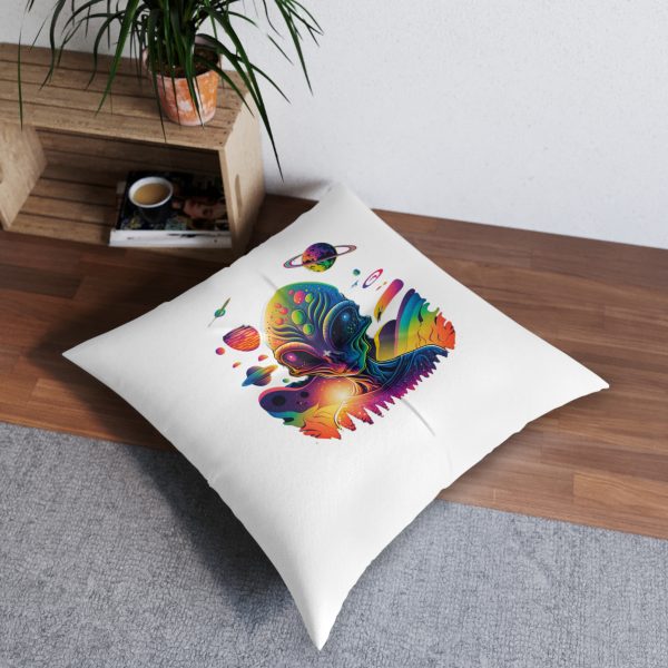 Vibrant Alien Tufted Floor Pillow, Bohemian Decor, Whimsical Home Accent, Space Lover Gift, Unique Cushions, Festival Vibe - Image 8