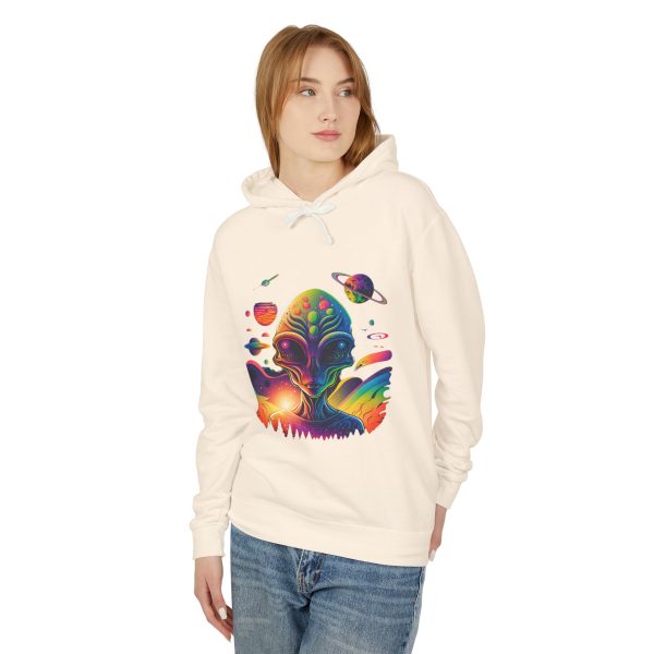 Colorful Alien Artwork Lightweight Hoodie - Unisex Sweatshirt for Space Lovers, Casual Wear, Gift for Science Fiction Fans, Unique [...] - Image 3