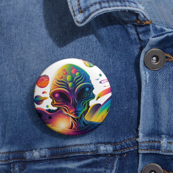 Custom Alien Art Pin Buttons, Colorful Alien Pin, Funky Nostalgia, Fun Collectibles, Unique Gifts, Space-Themed Pins - Image 4