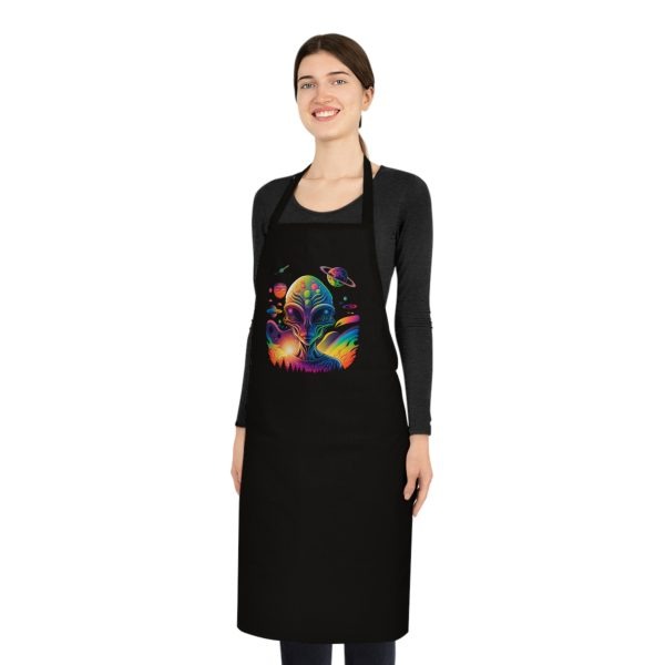 Colorful Alien Graphic Cotton Apron, Fun Cooking Gift, BBQ, Baking, Arts & Crafts, Unique Kitchen Accessory - Image 2