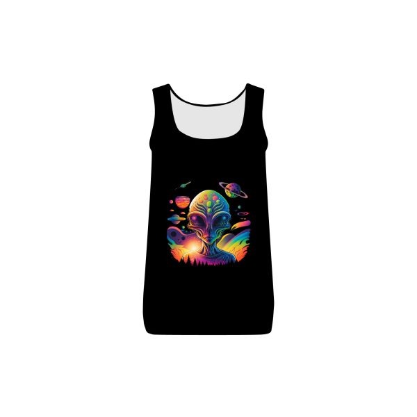 Colorful Cosmic Tree Women's Tank Top, Bohemian Summer Wear, Festival Apparel, Yoga Top, Unique Gift Idea - Image 3
