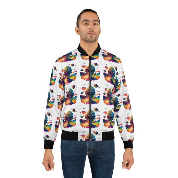 Vibrant Artistic Men's Bomber Jacket, Cozy Fashion Statement, Trendy Streetwear, Unique Gift for Him, Casual Outwear, Perfect for Festivals - Image 3