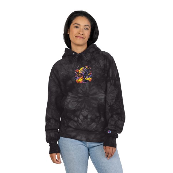 Vibrant Tie-Dye Hoodie, Cozy Unisex Champion Sweatshirt, Embroidered Hooded Sweatshirt, Trendy Fashion Layer, Gift for Friends & Family - Image 8