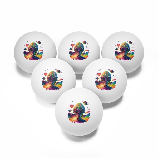 Alien Print Ping Pong Balls, 6 pcs, Colorful Game Balls, Retro Style Table Tennis Balls, Fun Sports Accessories, Gift for Gamers - Image 2