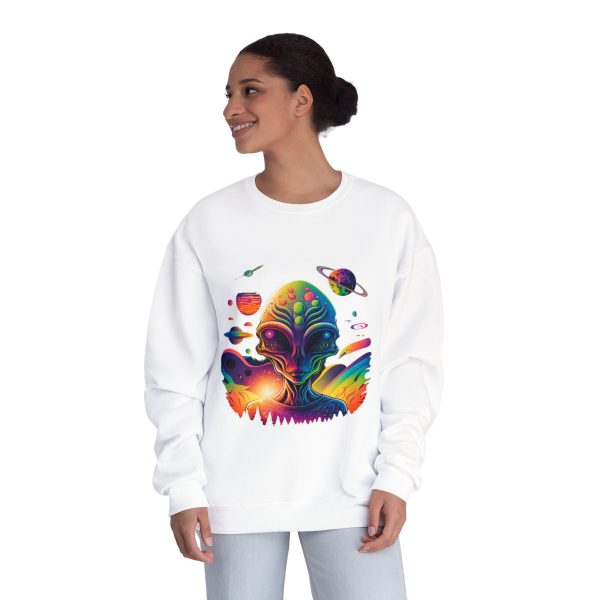 Colorful Alien Space Sweatshirt, Unisex Crewneck Sweatshirt, Perfect for Casual Wear, Gift for Sci-Fi Lovers, Cozy Fall Apparel - Image 4