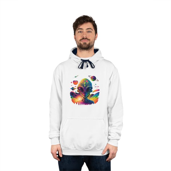 Colorful Alien Graphic Unisex Varsity Hoodie, Cozy Sweatshirt for Teens, Unique Gift for Sci-Fi Fans, Casual Streetwear, Perfect for [...] - Image 3