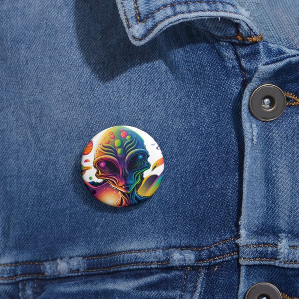 Custom Alien Art Pin Buttons, Colorful Alien Pin, Funky Nostalgia, Fun Collectibles, Unique Gifts, Space-Themed Pins - Image 2