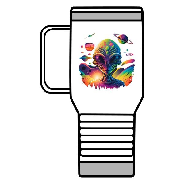 Vibrant Alien Travel Mug | 20oz Cosmic Coffee Cup, Space-Themed Gift, Unique Travel Tumbler, Quirky Science Fiction Mug, Stylish [...] - Image 2