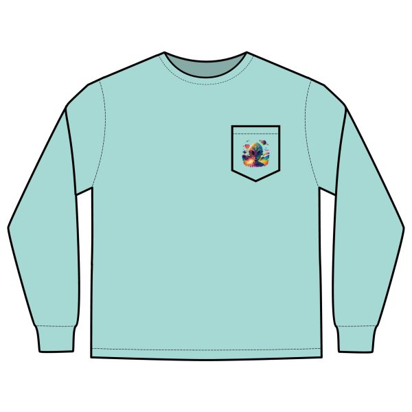 Vibrant Alien Graphic Long Sleeve T-Shirt, Unisex Long Sleeve Tee, Pocket Shirt for Sci-Fi Lovers, Casual Wear, Gift - Image 15