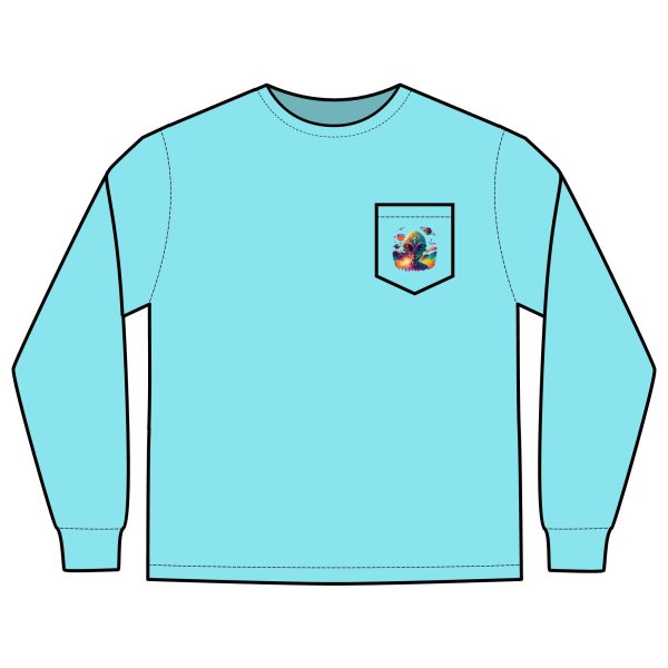 Vibrant Alien Graphic Long Sleeve T-Shirt, Unisex Long Sleeve Tee, Pocket Shirt for Sci-Fi Lovers, Casual Wear, Gift - Image 21