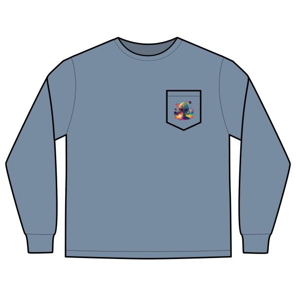 Vibrant Alien Graphic Long Sleeve T-Shirt, Unisex Long Sleeve Tee, Pocket Shirt for Sci-Fi Lovers, Casual Wear, Gift - Image 25