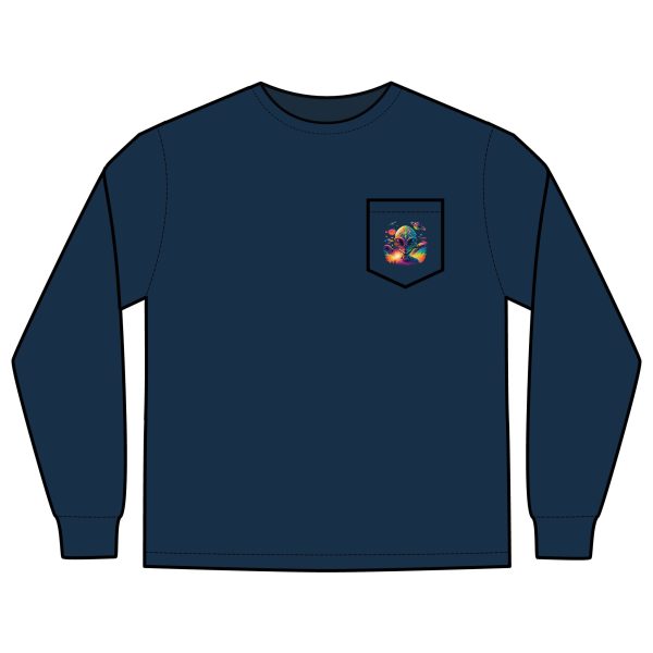 Vibrant Alien Graphic Long Sleeve T-Shirt, Unisex Long Sleeve Tee, Pocket Shirt for Sci-Fi Lovers, Casual Wear, Gift - Image 31