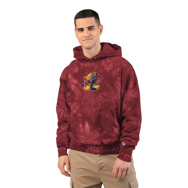 Vibrant Tie-Dye Hoodie, Cozy Unisex Champion Sweatshirt, Embroidered Hooded Sweatshirt, Trendy Fashion Layer, Gift for Friends & Family - Image 11