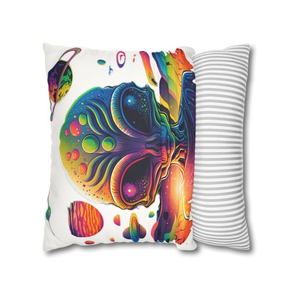Colorful Alien Art Square Pillowcase, Vibrant Home Decor, Bohemian Vibe, Sci-Fi Lovers Gift, Unique Room Accent, Quirky Throw Pillow - Image 10