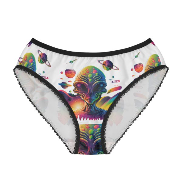 Vibrant Alien Print Women's Briefs, Unique Lingerie, Fun Undergarments, Quirky Gifts, Science Fiction Apparel, Space Themed