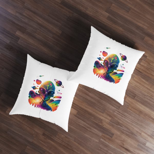Vibrant Alien Tufted Floor Pillow, Bohemian Decor, Whimsical Home Accent, Space Lover Gift, Unique Cushions, Festival Vibe - Image 7