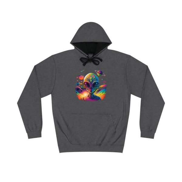 Colorful Alien Graphic Unisex Varsity Hoodie, Cozy Sweatshirt for Teens, Unique Gift for Sci-Fi Fans, Casual Streetwear, Perfect for [...] - Image 5