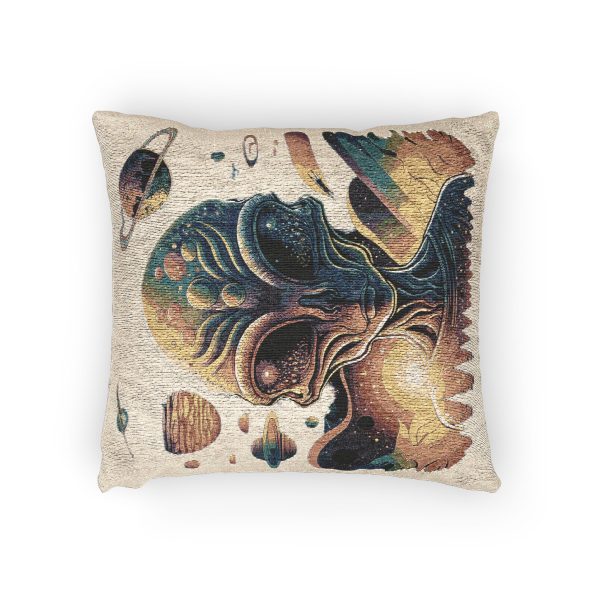 Alien-Inspired Woven Pillow, Bohemian Home Decor, Cosmic Cushion, Sci-Fi Room Accent, Unique Gift for Space Lovers - Image 2