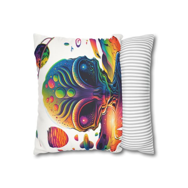 Colorful Alien Art Square Pillowcase, Vibrant Home Decor, Bohemian Vibe, Sci-Fi Lovers Gift, Unique Room Accent, Quirky Throw Pillow - Image 4