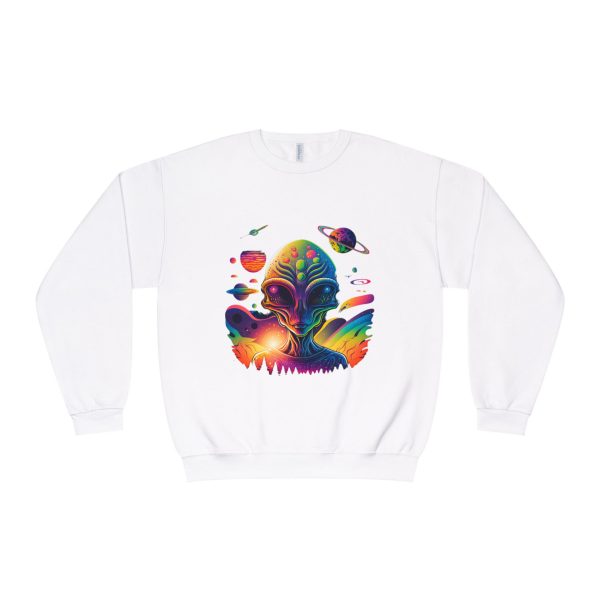 Colorful Alien Space Sweatshirt, Unisex Crewneck Sweatshirt, Perfect for Casual Wear, Gift for Sci-Fi Lovers, Cozy Fall Apparel