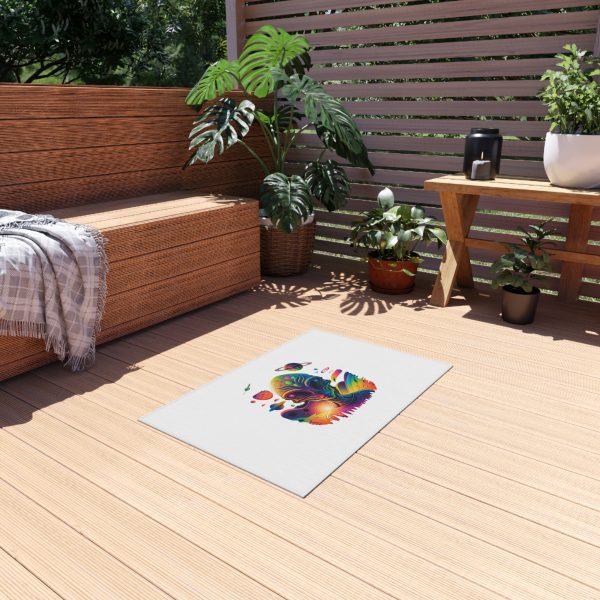 Vibrant Alien-Themed Outdoor Rug, Bohemian Decor, Patio Accent, Funky Yard Mat, Space Art for Gatherings, Outdoor Events - Image 3