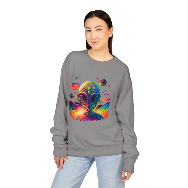 Colorful Alien Crewneck Sweatshirt, Unisex Halloween Sweatshirt, Gift for Sci-Fi Lovers, Cozy Graphic Crewneck, Space-Themed Apparel - Image 3