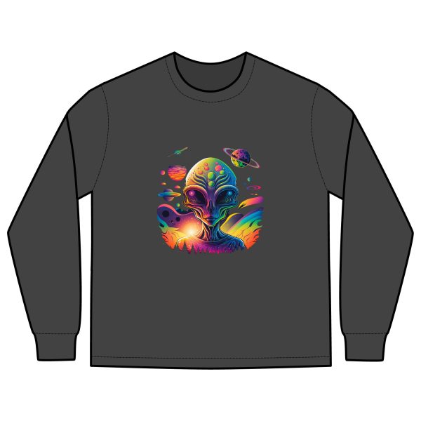 Cosmic Alien Long Sleeve Tee - Vintage Space Graphic Tee, Unisex Top, Casual Wear, Gifts for Space Lovers, Festival Fashion - Image 7