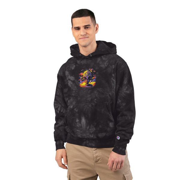 Vibrant Tie-Dye Hoodie, Cozy Unisex Champion Sweatshirt, Embroidered Hooded Sweatshirt, Trendy Fashion Layer, Gift for Friends & Family - Image 7