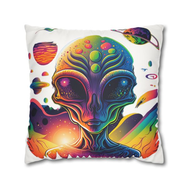Colorful Alien Art Square Pillowcase, Vibrant Home Decor, Bohemian Vibe, Sci-Fi Lovers Gift, Unique Room Accent, Quirky Throw Pillow - Image 13