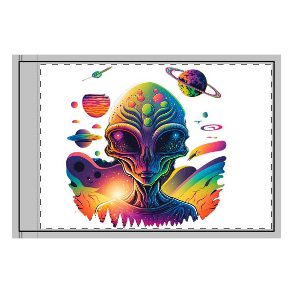 Colorful Alien Design Double-Sided Flag, Outdoor Decoration, Festival Banner, Garden Flag, Alien Themed Decor, Science Fiction Party - Image 3
