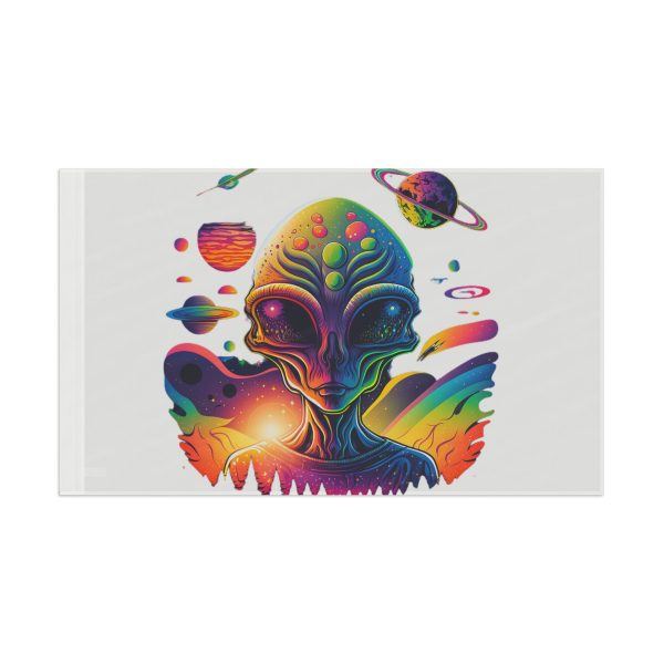Psychedelic Alien Flag, Space Decor, Hippie Wall Hanging, Unique Festival Flag, Retro Colorful Banner - Image 9