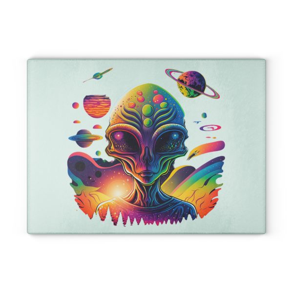 Colorful Alien Glass Cutting Board - Unique Kitchen Decor, Gift for Sci-Fi Lovers, Alien Party Supplies, Home and Kitchen - Image 5